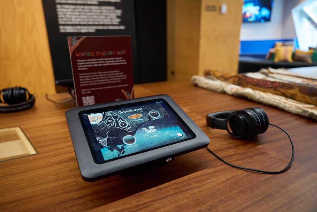 The Koorie Culture Map installed on touchscreen devices at the Koorie Heritage Trust.