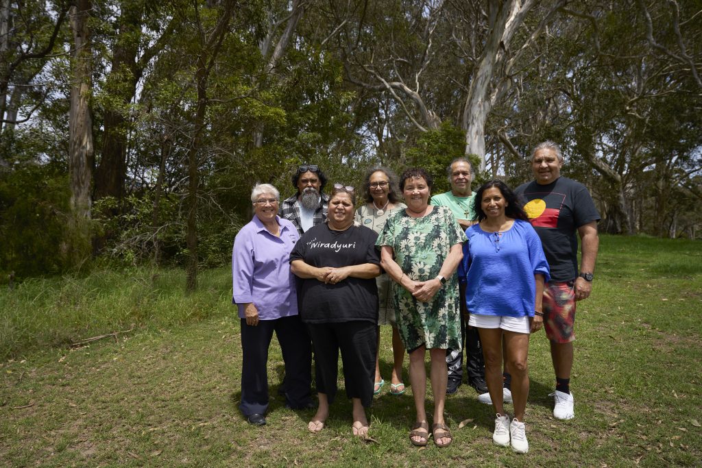  Yuin Working Group: (L-R) Front row: Patricia Ellis OAM, Cheryl Overton (Davison), Judy Norris, Lynne Thomas. 
Back row: Uncle Gary Campbell, Vivienne Mason, Uncle BJ (Benjamin) Cruse, Uncle Bunja Smith.