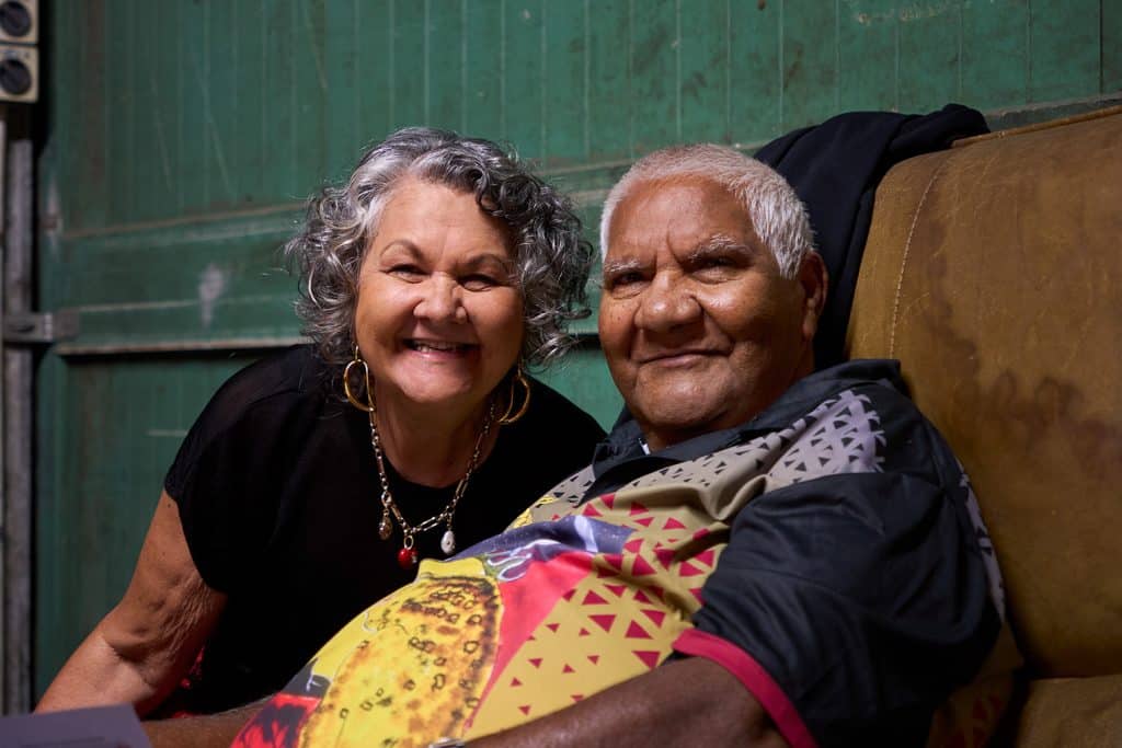Sharon Williams and Uncle Neil Major at 'Prologue:', Wreckers Artspace