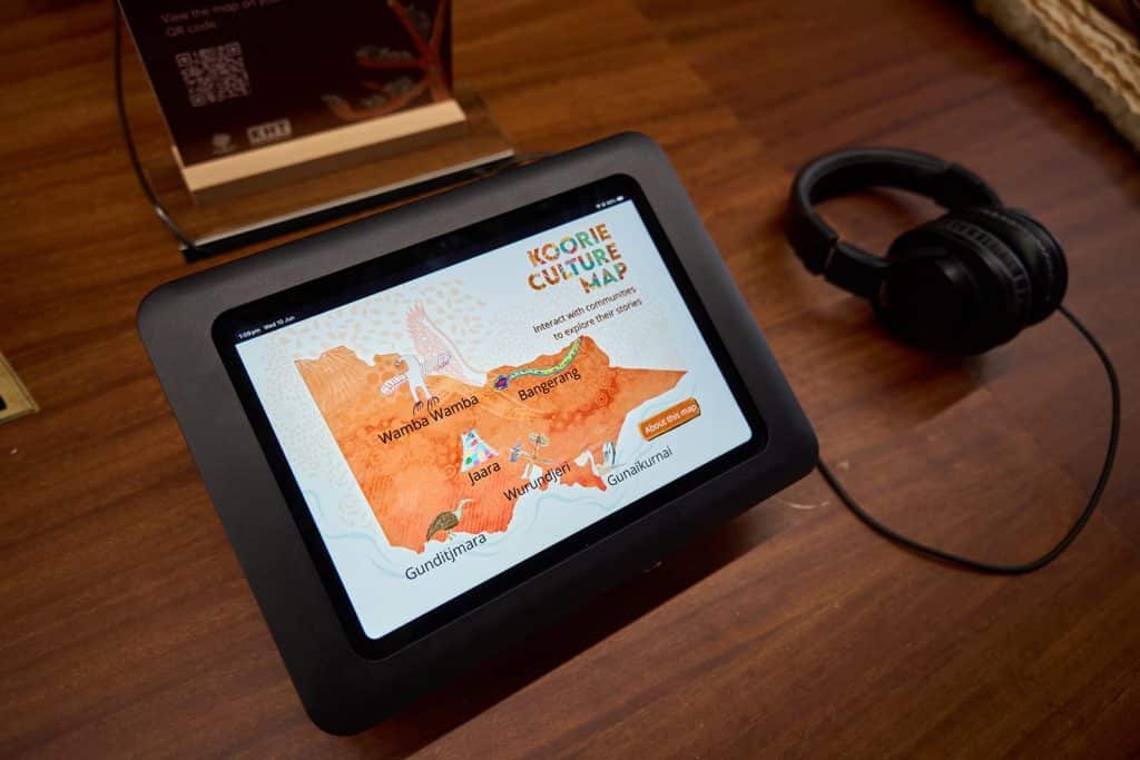The Koorie Culture Map installed on touchscreen devices at the Koorie Heritage Trust.